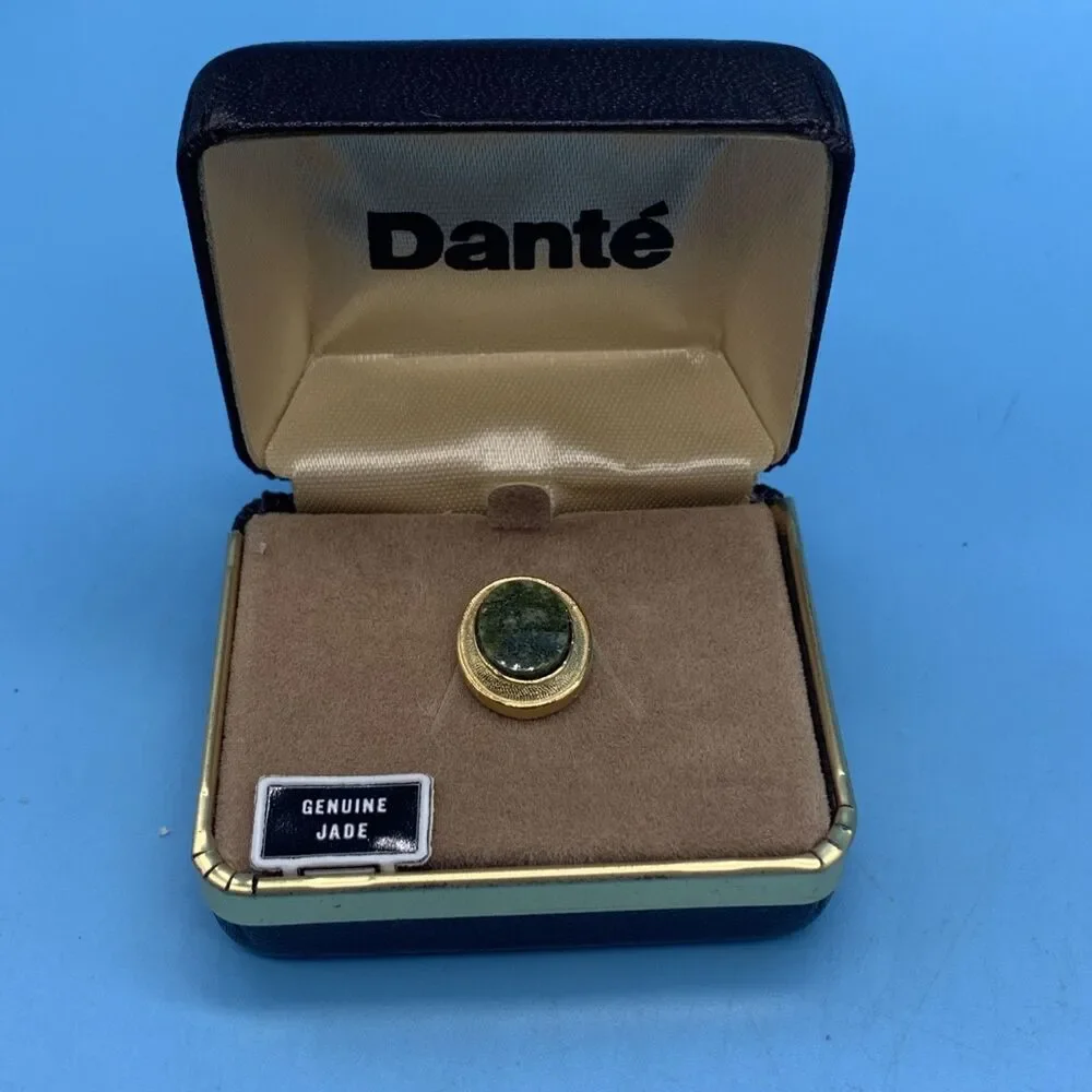 Vintage 1970's Dante Genuine Jade Tie Pin (Y-3)